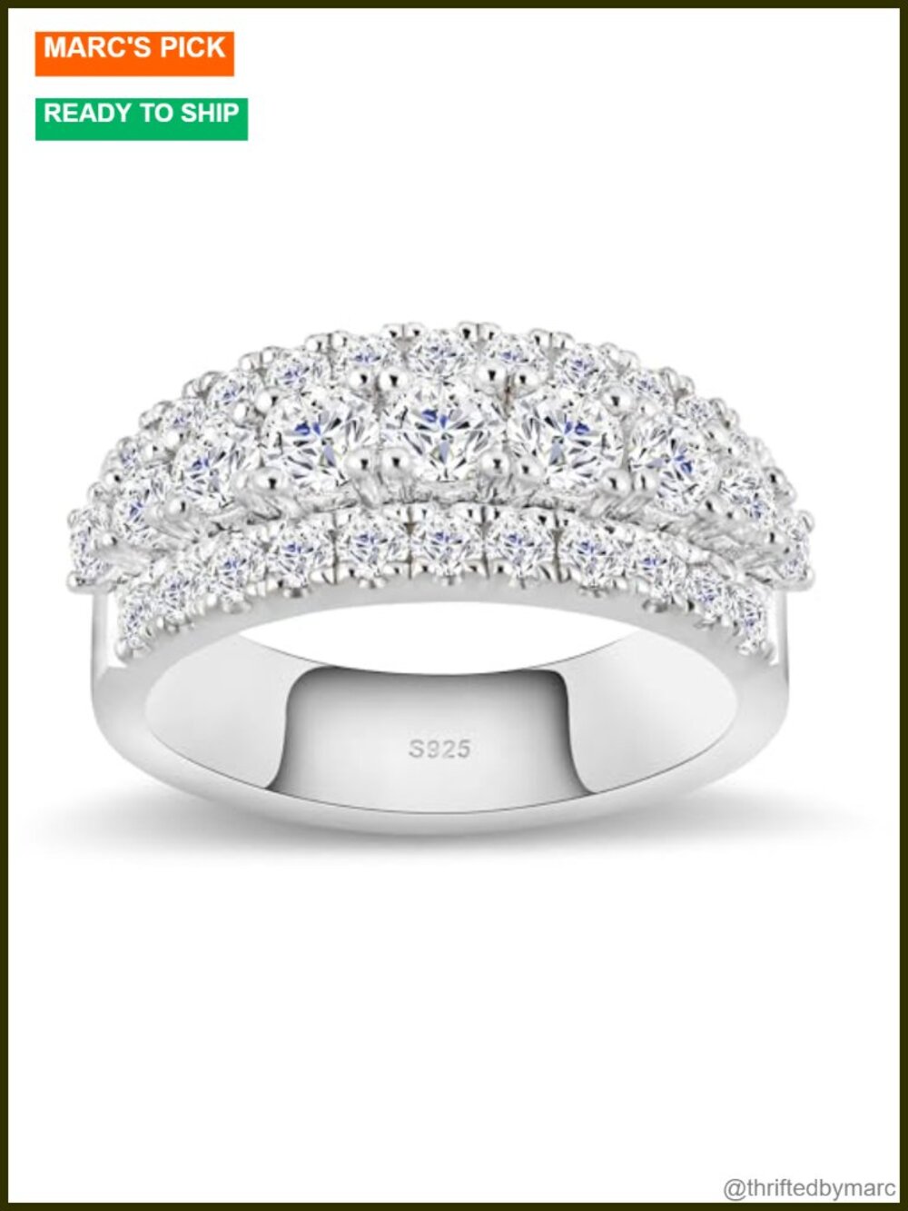 D Color VVS1 Moissanite Three-Layer Stacked Wedding Band S925 Sterling Silver